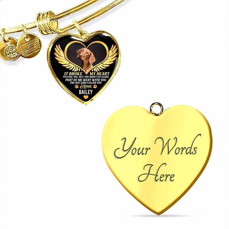 Personalized Photo It Broke Our Hearts To Lose You Heart Pendant Necklace - Memorial Pet Custom Photo Gift