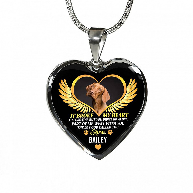 Personalized Photo It Broke Our Hearts To Lose You Heart Pendant Necklace - Memorial Pet Custom Photo Gift