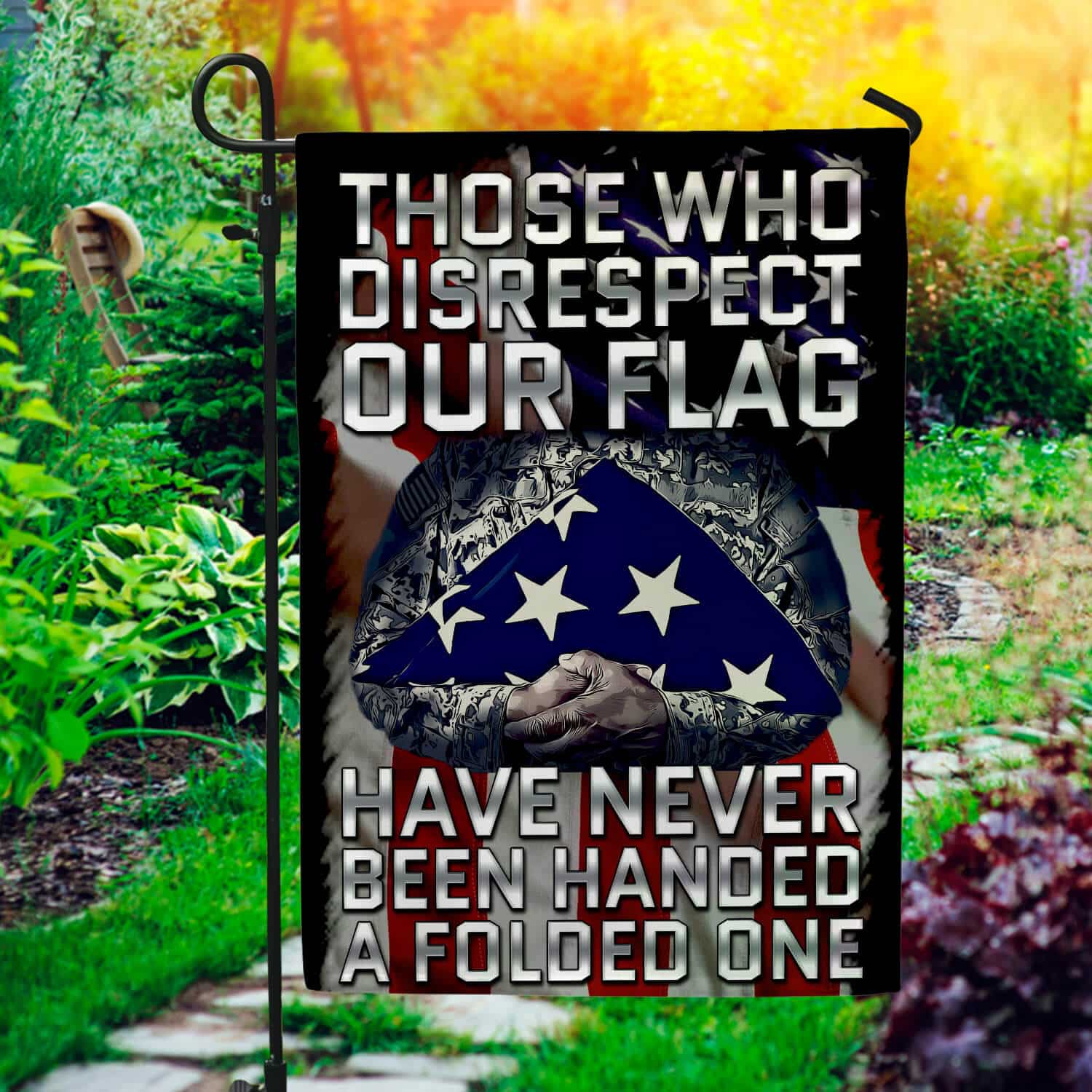 1TM. Disrespect Flag_1 30x40 Garden Flag Mockup 1