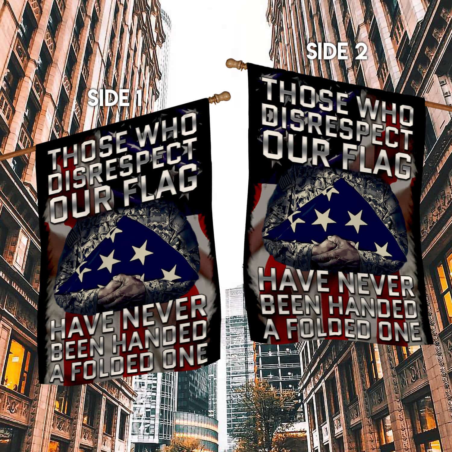 1TM. Disrespect Flag_1 30x40 House Flag Mockup 2 Side-1