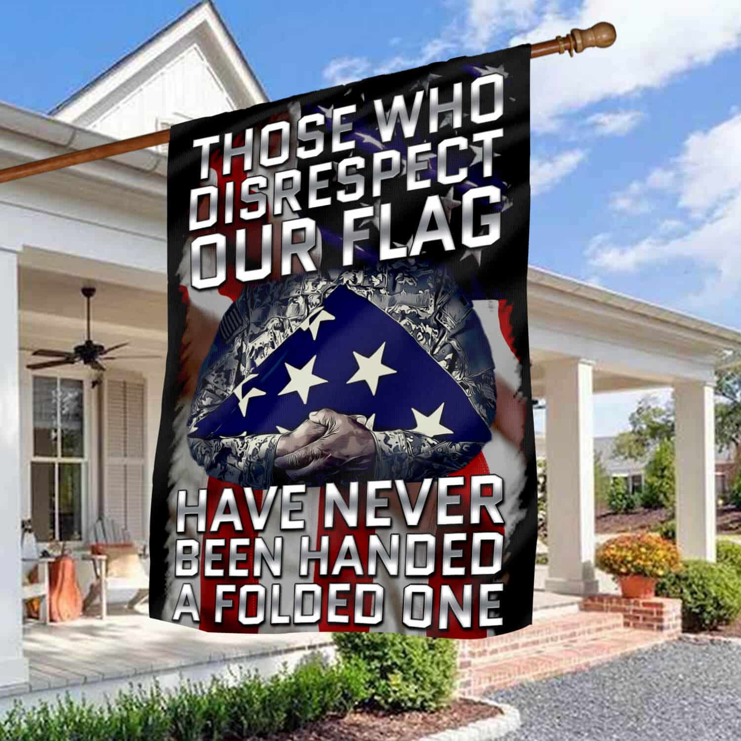 1TM. Disrespect Flag_1 30x40 House Flag Mockup 3