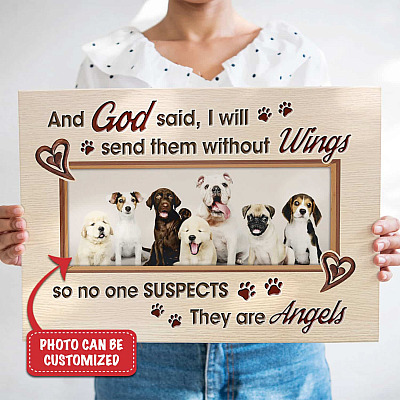 Alternative view of Personalized Photo And God Said I Will Send Them Without Wings Framed Canvas - Poster - Custom Photo Pet Gift