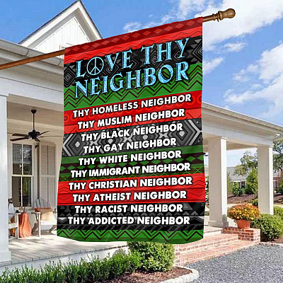 Christian Love Thy Neighbor Verse Garden Flag - House Flag - Wall Flag - Be Kind Flag