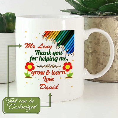 Alternative view of Personalized Name Thank You For Helping Me Grow And Learn Mug - Funny Custom Name Mug For Teacher