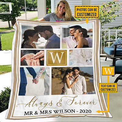 Always and Forever Personalized Photo Blanket - Anniversary Fleece Blanket - Wedding Mink Blanket - Woven Blanket