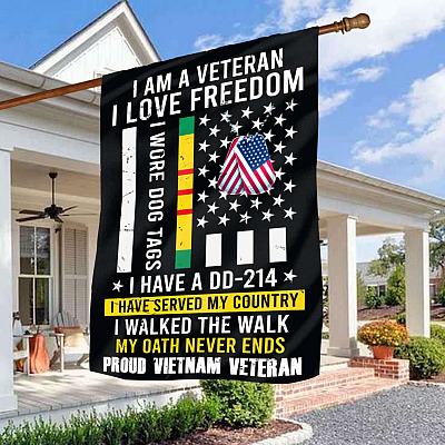 I Am A Veteran I Love Freedom Proud Vietnam Veteran Decorative Garden Flag - House Flag