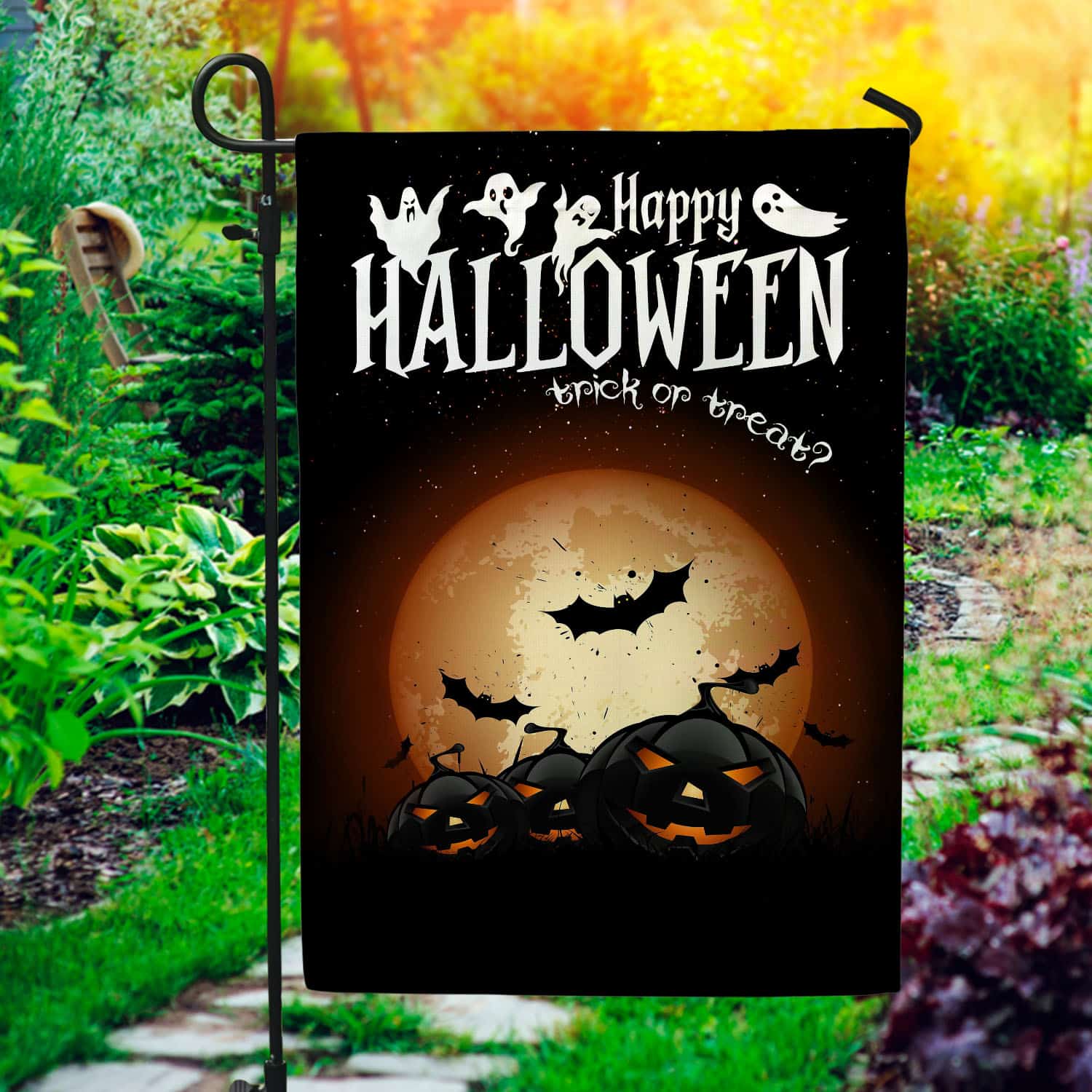 1O. Happy Halloween 30x40 Garden Flag Mockup 1