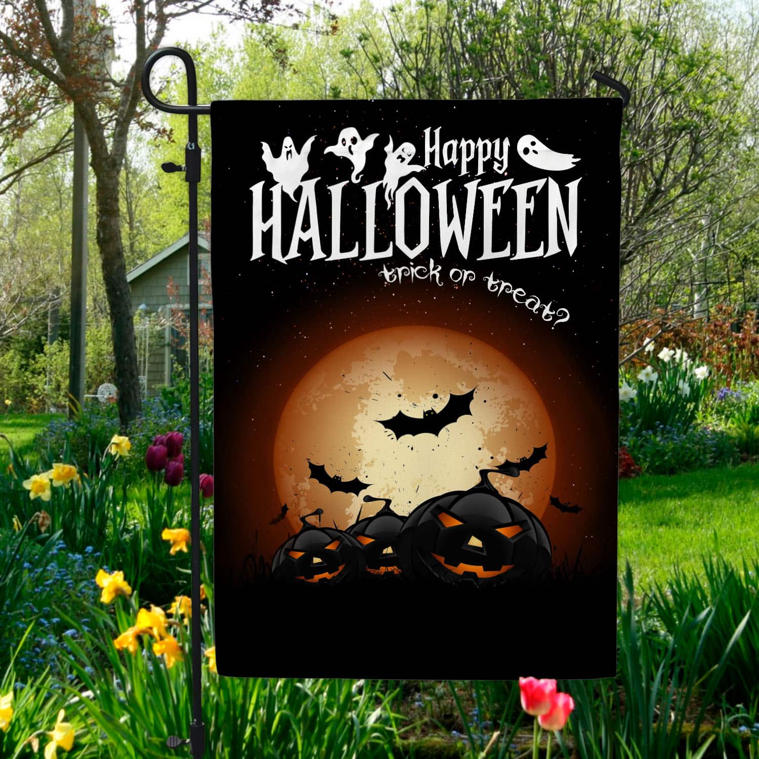 1O. Happy Halloween 30x40 Garden Flag Mockup 5