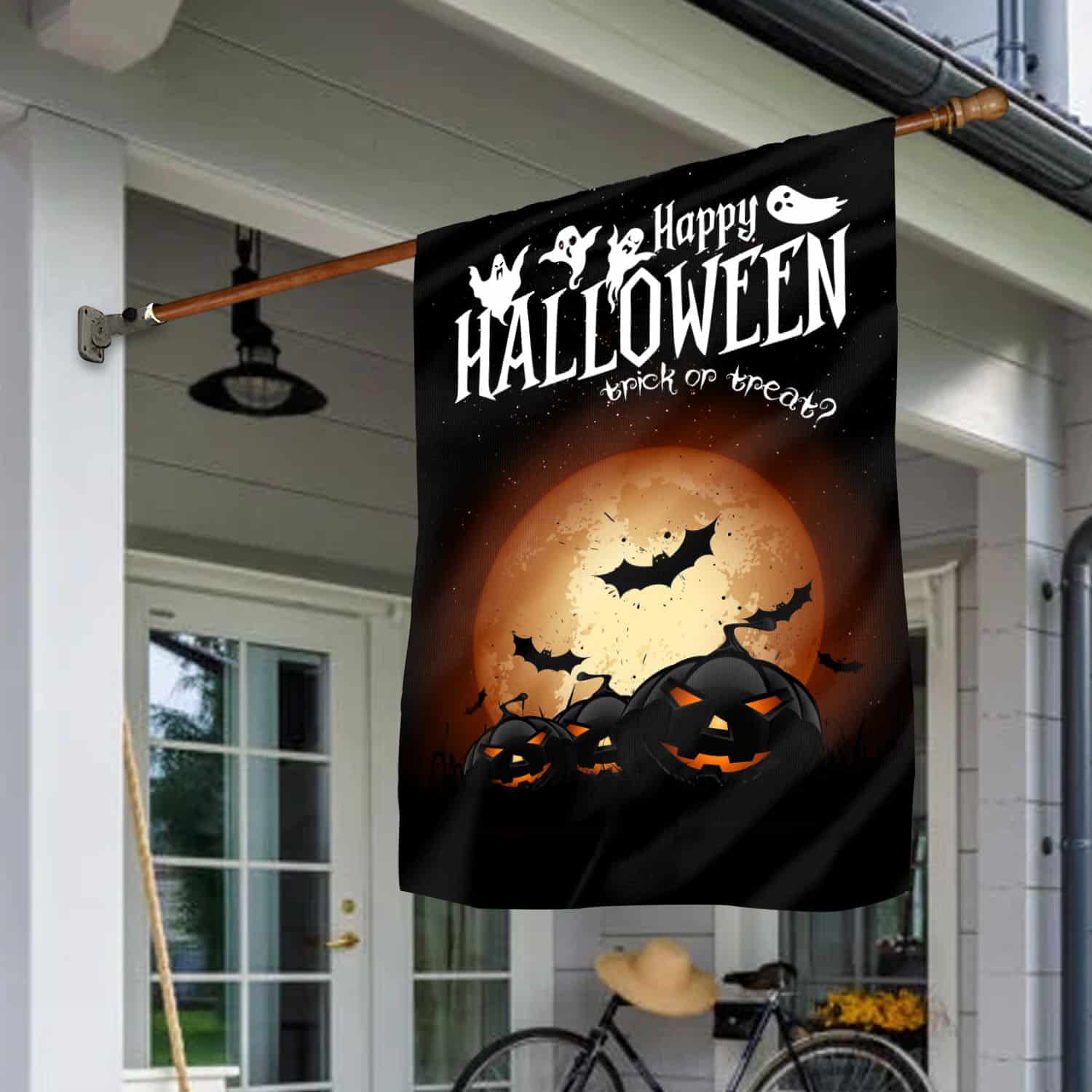 1O. Happy Halloween 30x40 House Flag Mockup 1