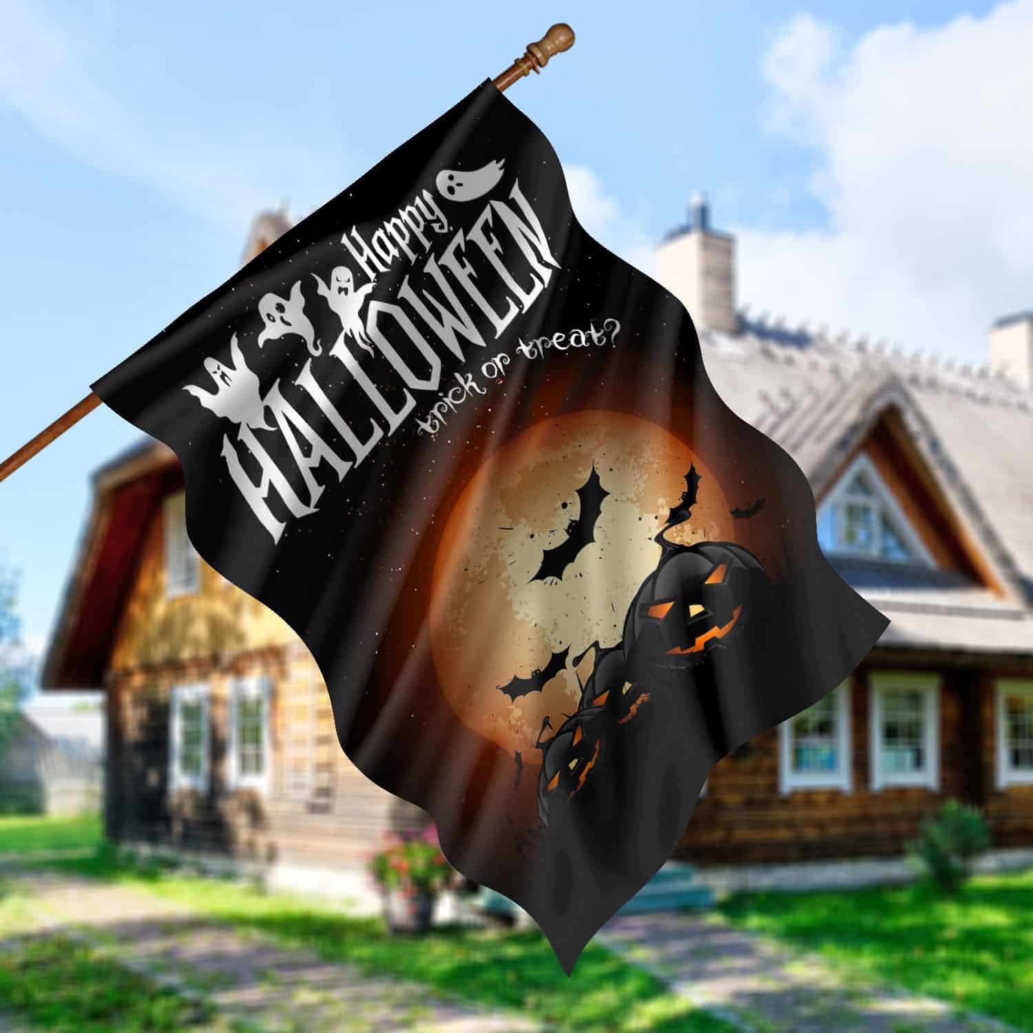1O. Happy Halloween 30x40 House Flag Mockup 5