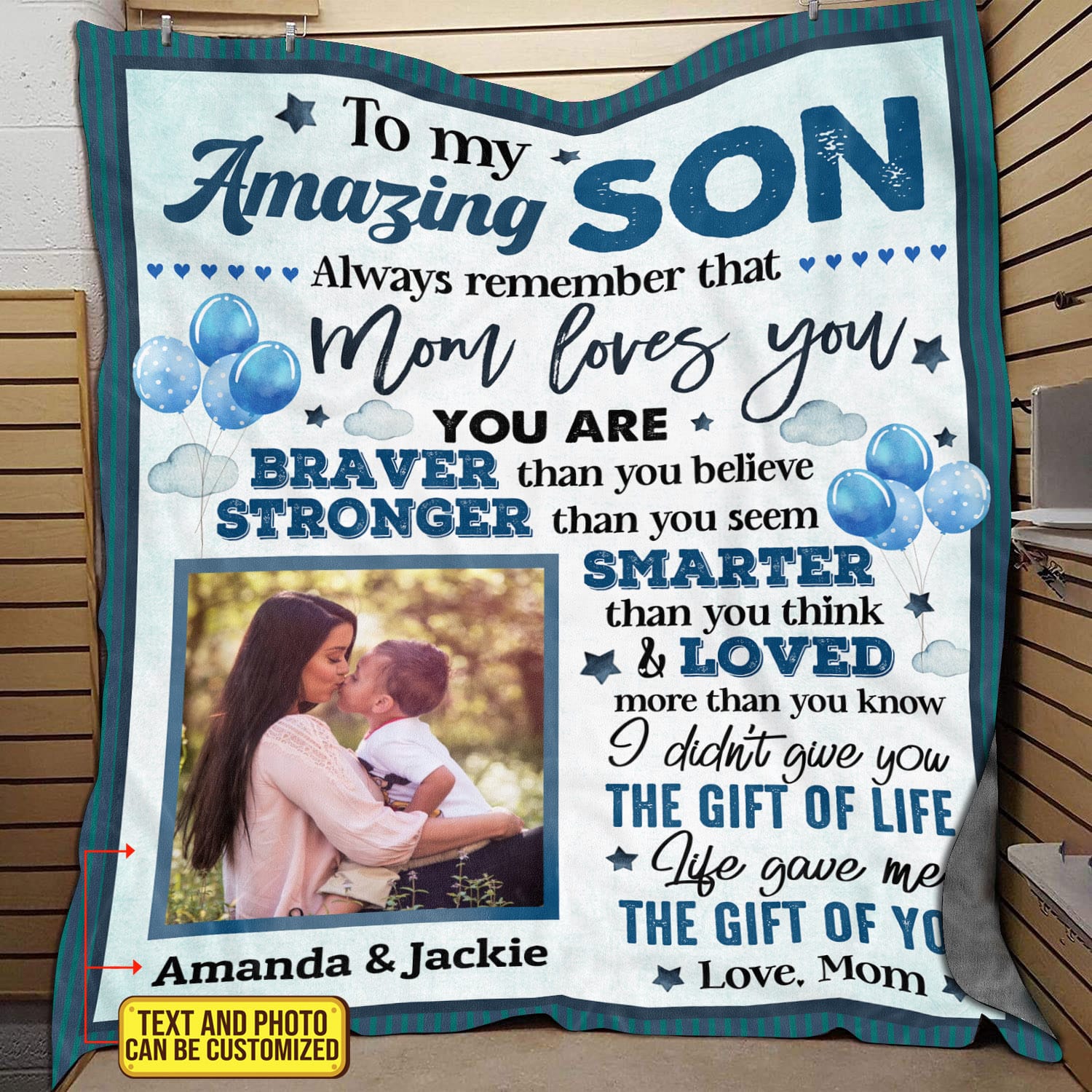 1VT. Mom To My Amazing Son Always Remember blanket mk3