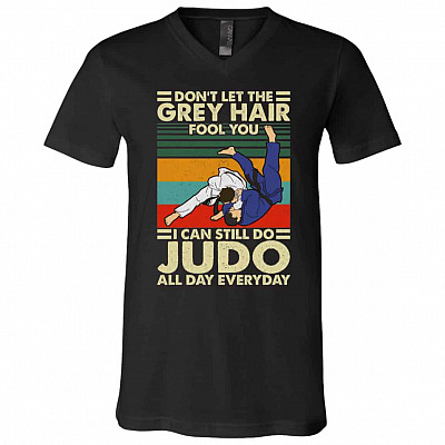 judo, Black, V-Neck T-Shirt
