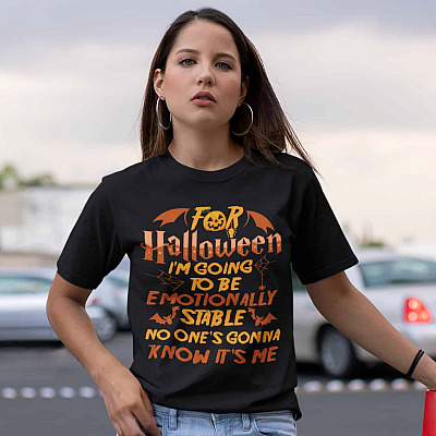 Alternative view of For Halloween I'm Going To Be Emotionally Stable No One's Gonna Know It's Me T-Shirt - V-Neck Shirt