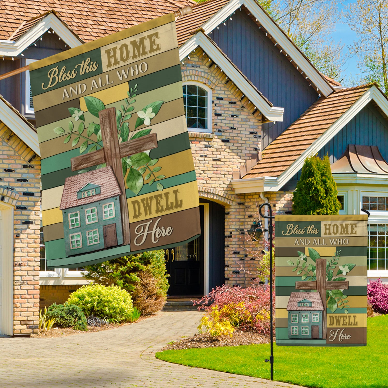 7KNG. God Bless 30x40 Garden & House Mockup 3