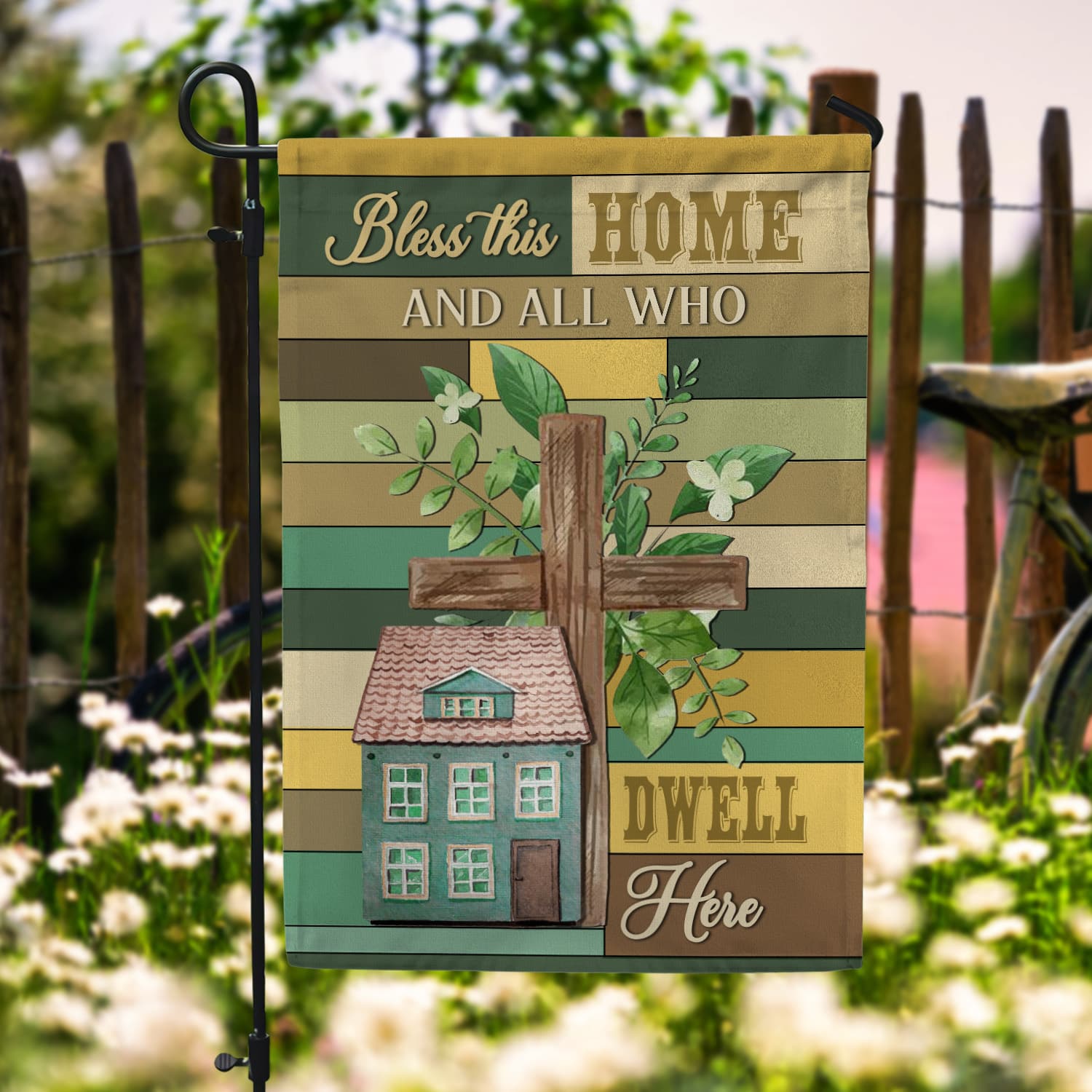 7KNG. God Bless 30x40 Garden Flag Mockup 6