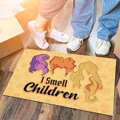 I Smell Children Outdoor Indoor Doormat - Hocus Pocus Door Mat Halloween Mats - Sanderson Sisters Rug
