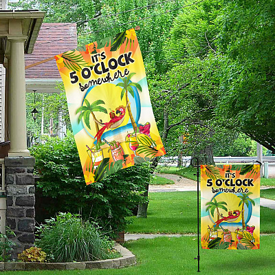 Alternative view of Its 5 Oclock Somewhere Tropical Beach Decorations Garden Flag - House Flag - Wall Flag