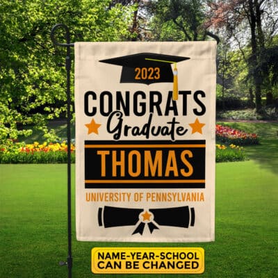 Personalized Graduation Garden Flag - Custom Congrats Graduate House Flag - Personalized Graduation Gifts