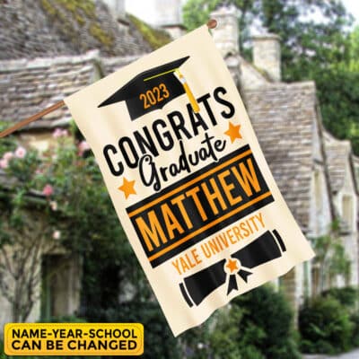 Alternative view of Personalized Graduation Garden Flag - Custom Congrats Graduate House Flag - Personalized Graduation Gifts