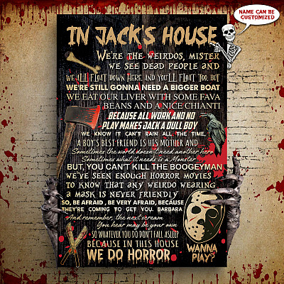 Alternative view of Personalized Name In This House We Do Horror Wanna Play Gallery Wrapped Framed Canvas Prints - Unframed Poster