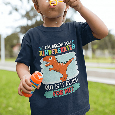Alternative view of I Am Ready For Kindergarten But Is It Ready For Me Dinosaur Youth Tee - Back To School Shirt For Boy