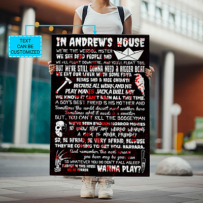Alternative view of Personalized In This House We're The Weirdos Mister Framed Canvas - Custom Halloween Unframed Poster