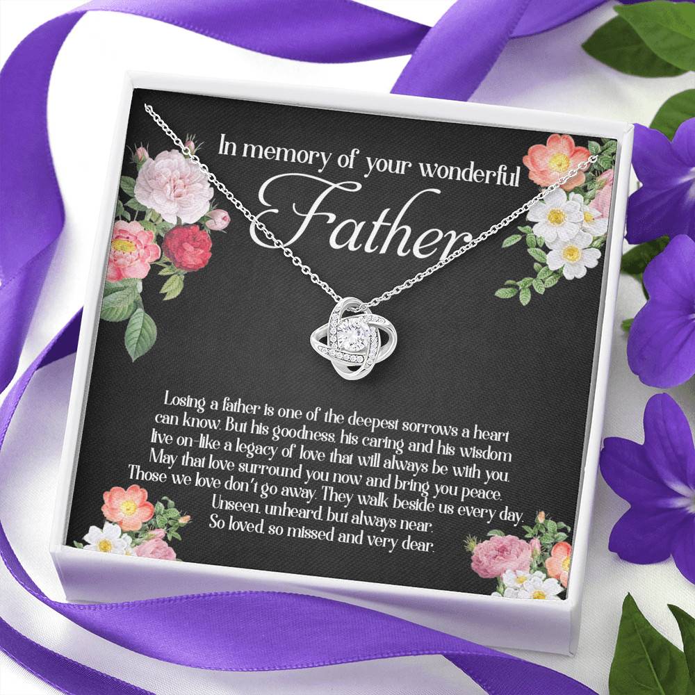 In Memory Of Your Wonderful Father Love Knot Necklace - Memorial Sympathy Gifts For Loss Of Dad