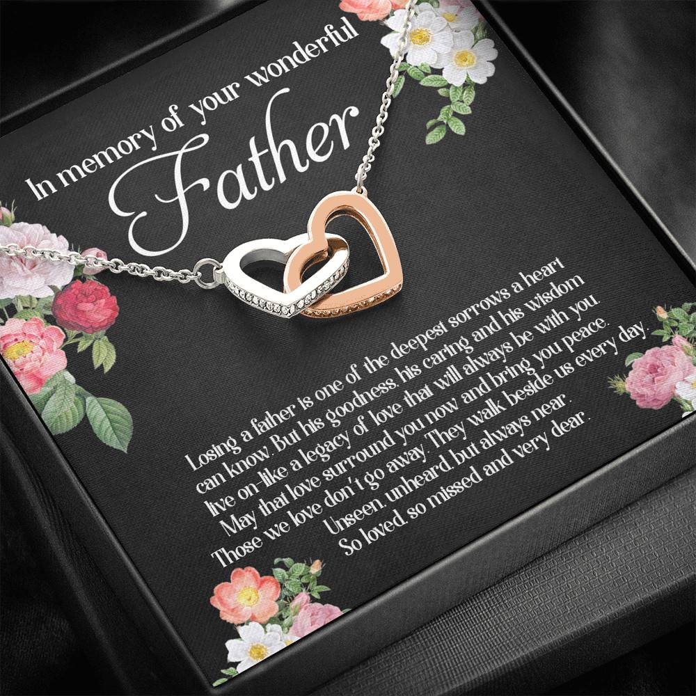In Memory Of Your Wonderful Father Interlocking Hearts Pendant Necklace - Memorial Gifts For Loss Of Dad In Memory Of Your Wonderful Father Interlocking Hearts Pendant Necklace - Memorial Gifts For Loss Of Dad