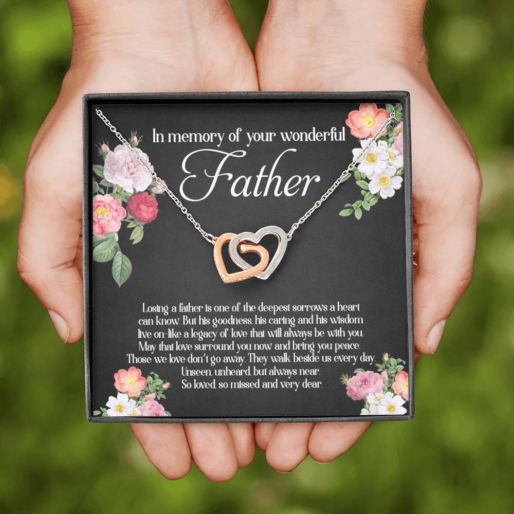 In Memory Of Your Wonderful Father Interlocking Hearts Pendant Necklace - Memorial Gifts For Loss Of Dad In Memory Of Your Wonderful Father Interlocking Hearts Pendant Necklace - Memorial Gifts For Loss Of Dad