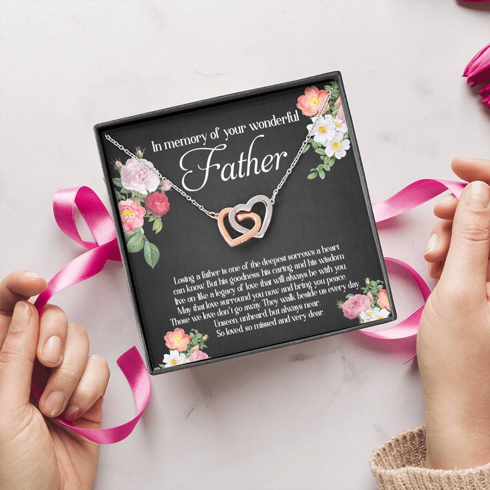 In Memory Of Your Wonderful Father Interlocking Hearts Pendant Necklace - Memorial Gifts For Loss Of Dad In Memory Of Your Wonderful Father Interlocking Hearts Pendant Necklace - Memorial Gifts For Loss Of Dad