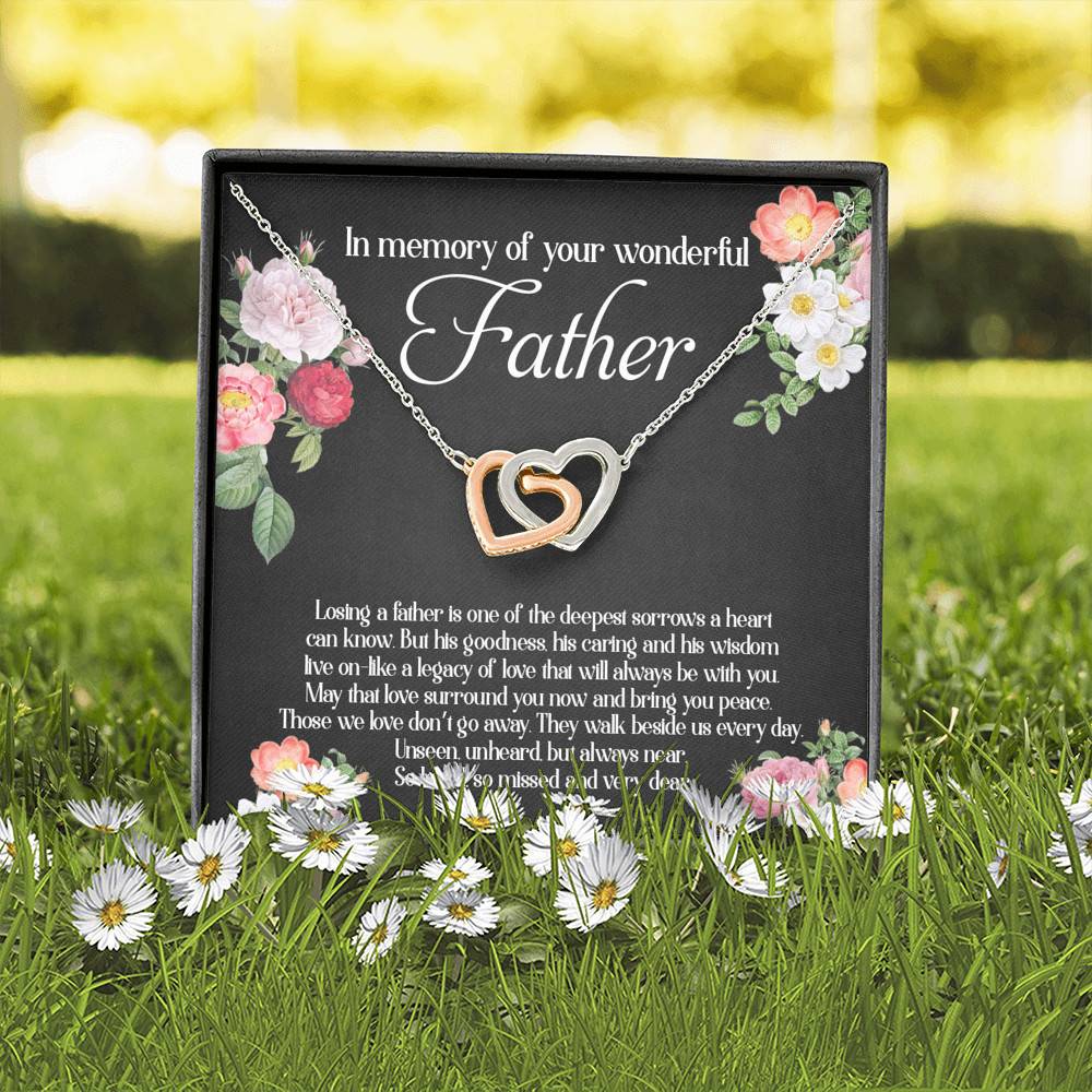 In Memory Of Your Wonderful Father Interlocking Hearts Pendant Necklace - Memorial Gifts For Loss Of Dad In Memory Of Your Wonderful Father Interlocking Hearts Pendant Necklace - Memorial Gifts For Loss Of Dad