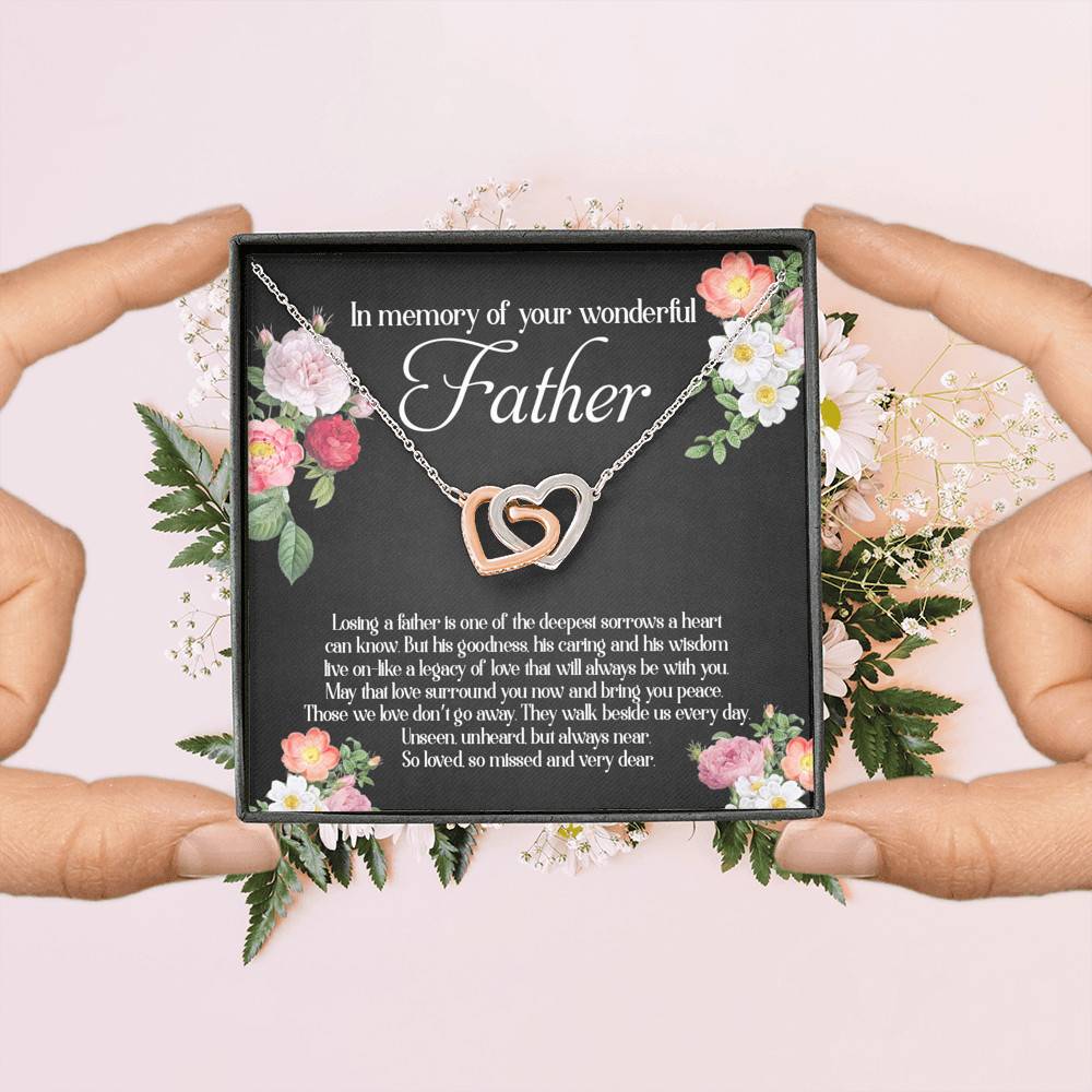 In Memory Of Your Wonderful Father Interlocking Hearts Pendant Necklace - Memorial Gifts For Loss Of Dad In Memory Of Your Wonderful Father Interlocking Hearts Pendant Necklace - Memorial Gifts For Loss Of Dad