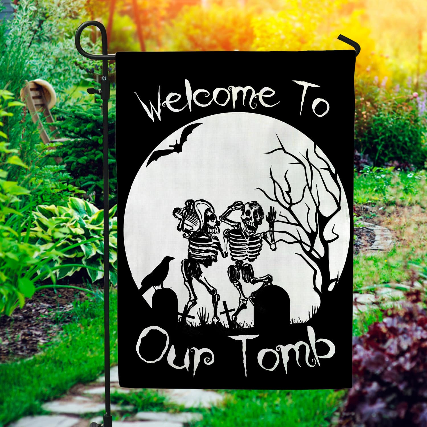 6MH. Welcome Tomb 30x40 Garden Flag Mockup 1