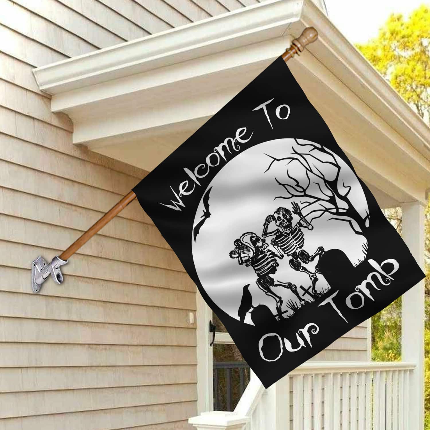 6MH. Welcome Tomb 30x40 House Flag Mockup 2