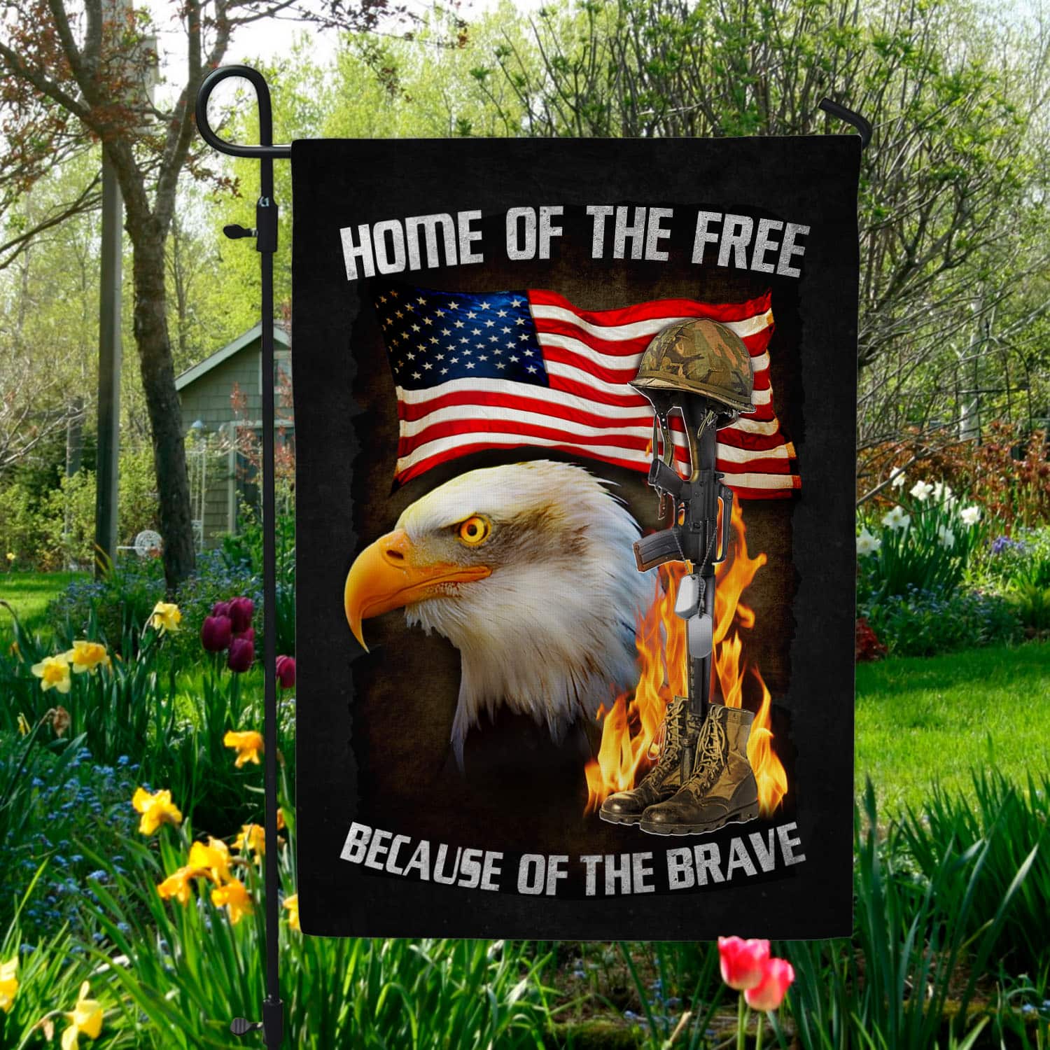 4O. Home Of The Free-30x40 Garden Flag Mockup 5