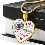 Personalized Photo Once By My Side Forever In My Heart Pet Memorial Heart Pendant Necklace - Bangle