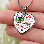 Personalized Photo Once By My Side Forever In My Heart Pet Memorial Heart Pendant Necklace - Bangle