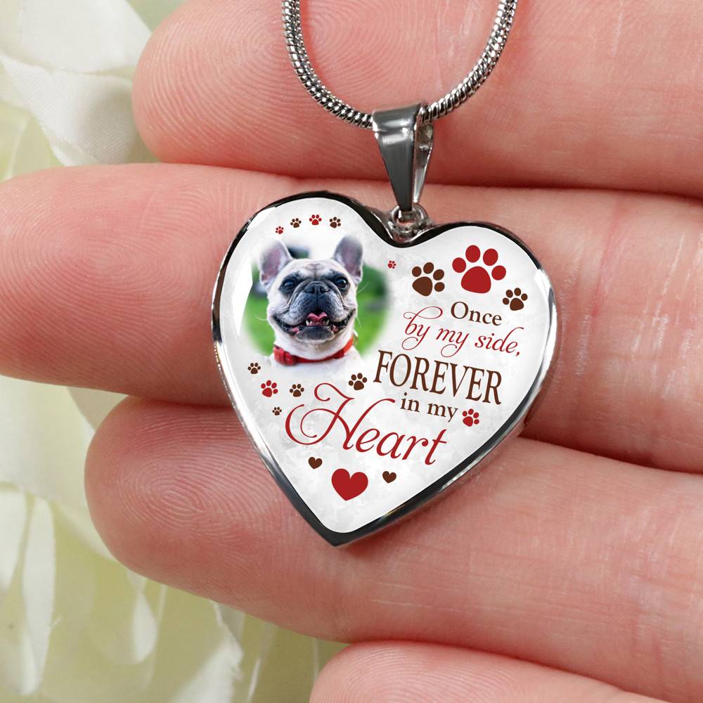 Personalized Photo Once By My Side Forever In My Heart Pet Memorial Heart Pendant Necklace - Bangle Personalized Photo Once By My Side Forever In My Heart Pet Memorial Heart Pendant Necklace - Bangle