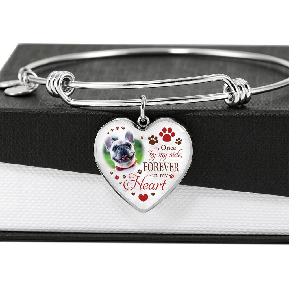 Personalized Photo Once By My Side Forever In My Heart Pet Memorial Heart Pendant Necklace - Bangle Personalized Photo Once By My Side Forever In My Heart Pet Memorial Heart Pendant Necklace - Bangle