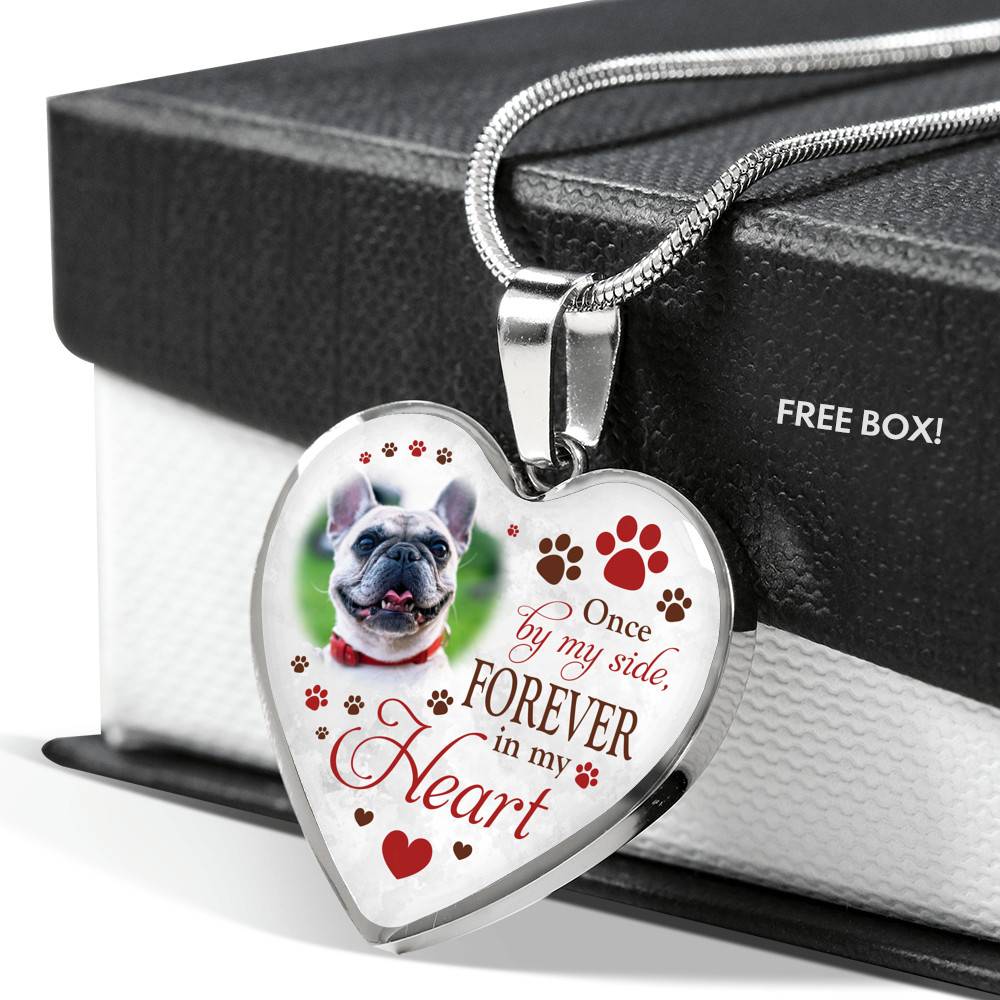 Personalized Photo Once By My Side Forever In My Heart Pet Memorial Heart Pendant Necklace - Bangle Personalized Photo Once By My Side Forever In My Heart Pet Memorial Heart Pendant Necklace - Bangle