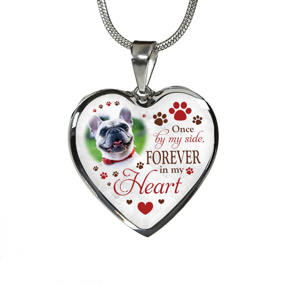 Personalized Photo Once By My Side Forever In My Heart Pet Memorial Heart Pendant Necklace - Bangle Personalized Photo Once By My Side Forever In My Heart Pet Memorial Heart Pendant Necklace - Bangle