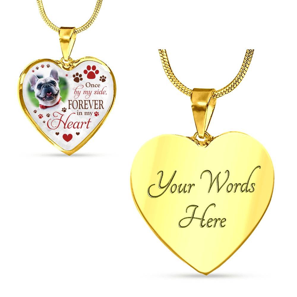 Personalized Photo Once By My Side Forever In My Heart Pet Memorial Heart Pendant Necklace - Bangle Personalized Photo Once By My Side Forever In My Heart Pet Memorial Heart Pendant Necklace - Bangle