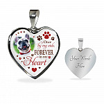 Personalized Photo Once By My Side Forever In My Heart Pet Memorial Heart Pendant Necklace - Bangle