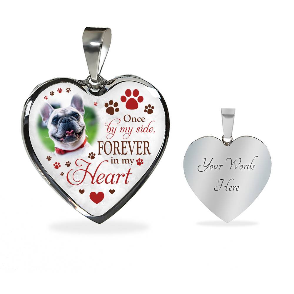 Personalized Photo Once By My Side Forever In My Heart Pet Memorial Heart Pendant Necklace - Bangle Personalized Photo Once By My Side Forever In My Heart Pet Memorial Heart Pendant Necklace - Bangle
