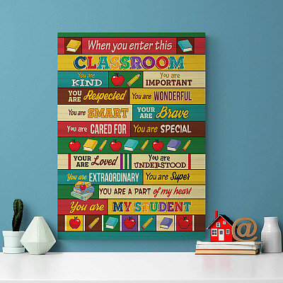 When You Enter This Classroom You Are Kind You Are Important Wrapped Framed Canvas Prints - Classroom Unframed Poster