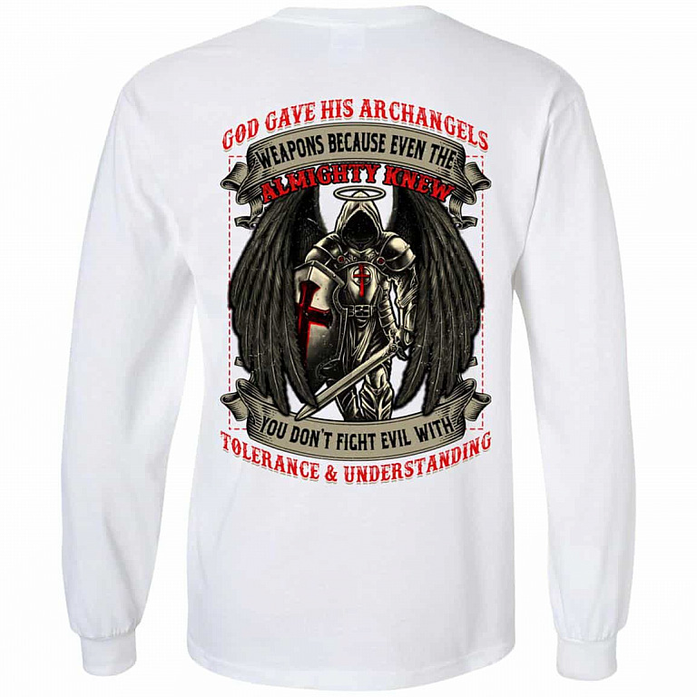 God Gave His Archangels Hoodie, White, Long Sleeve
