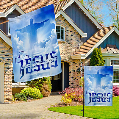 Alternative view of Jesus The Way The Truth The Life Flag - Christian Religious Garden Flag - House Flag - Wall Flag