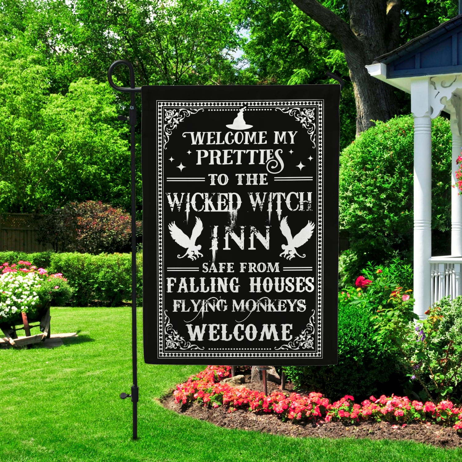 Wicked Witch Inn Garden Flag Mockup 2
