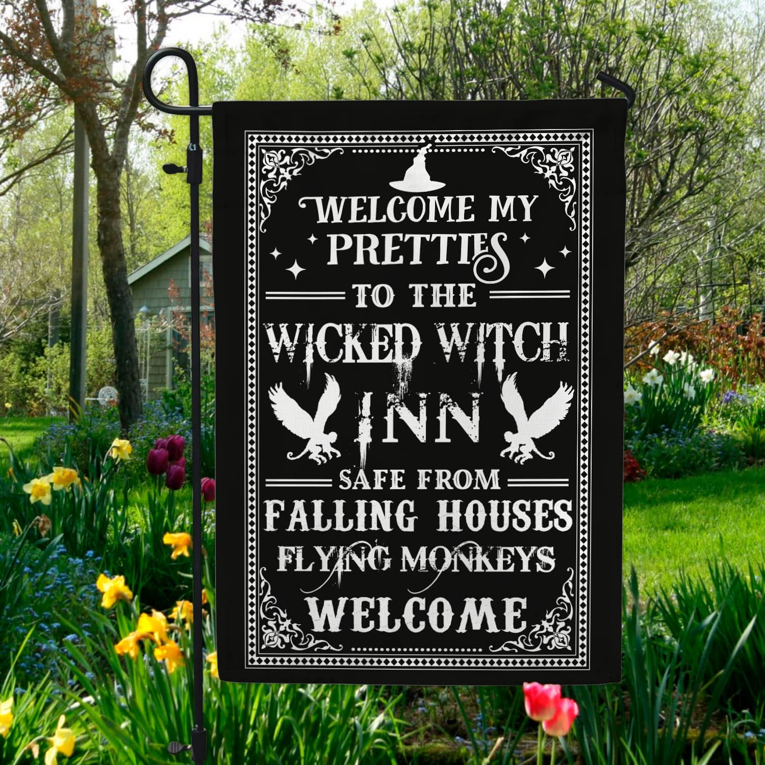 Wicked Witch Inn Garden Flag Mockup 5