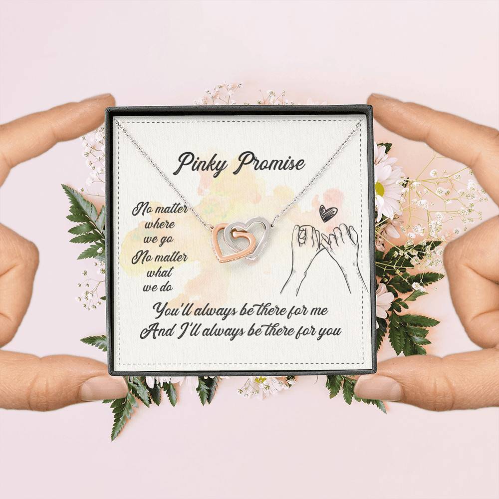 Pinky Promise No Matter Where We Go No Matter What We Do  Interlocking Hearts Pendant Necklace Pinky Promise No Matter Where We Go No Matter What We Do Interlocking Hearts Pendant Necklace